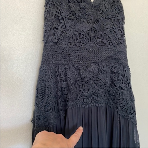 Free People | Monarch Sheer Lace Embroidered Crocheted Open Back Strapless Dress - Picture 7 of 8